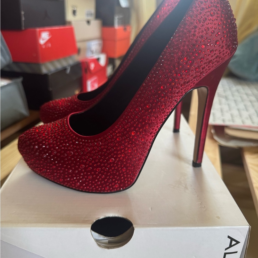Aldo Red Rhinestone Heels - Picture 3 of 8